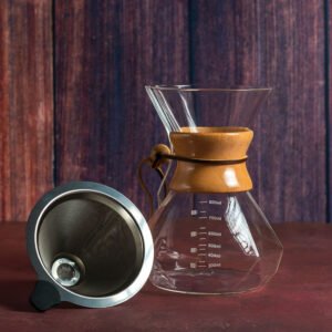 Cafetera tipo chemex diamante con filtro de metal 800 ml