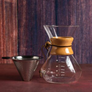 Cafetera tipo chemex diamante con filtro de metal 800 ml