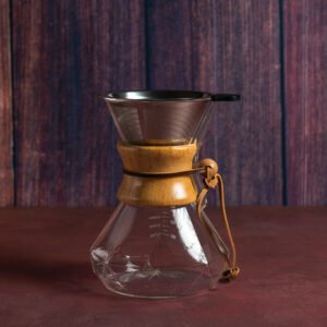 Cafetera tipo chemex diamante con filtro de metal 600 ml