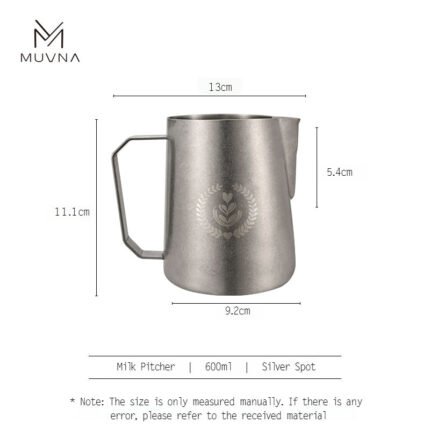 Jarra de Latte Art Plomo Plateado 600 ml, MUVNA