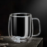 Taza térmica vidrio doble pared ovalada 450 ml