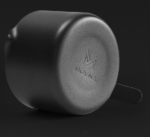 Taza para espresso 100 ml MUVNA, de acero inoxidable mate negro, con grabado del logo en la base.