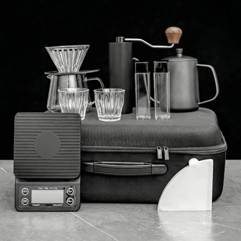 Kit Barista Portátil Premium 12 Piezas – Set Drip Coffee con Molino Manual y Balanza - (1)
