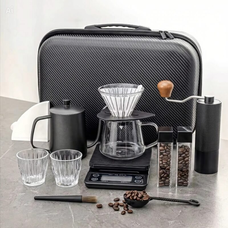 Kit Barista Portátil Premium 12 Piezas – Set Drip Coffee con Molino Manual y Balanza - (1)
