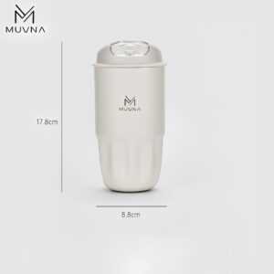 Tomatodo térmico para café MUVNA blanco hueso de 450ml en acero quirúrgico SUS316 con tapa de cierre de presión