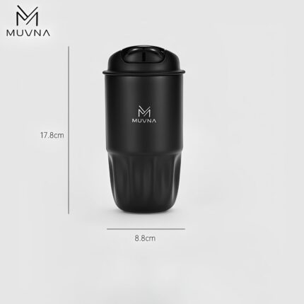 Tomatodo térmico para café MUVNA negro de 450ml en acero quirúrgico SUS316 con tapa de cierre de presión